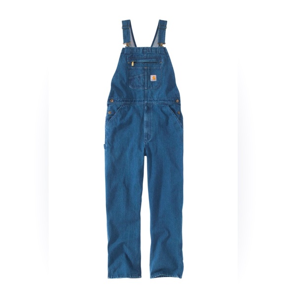 Carhartt Men's Loose Fit Washed Cotton Denim High Back Bib Overalls - Picture 5 of 10